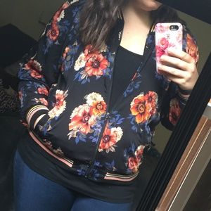 Bomber-style floral zip-up